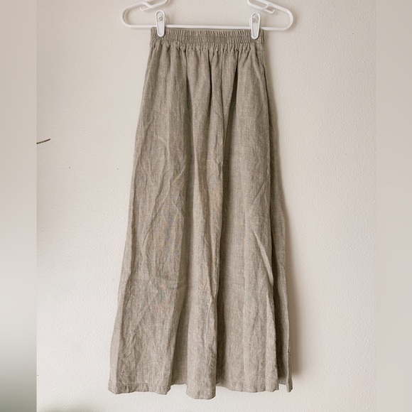Moss Grey Megan Linen Long Skirt Oat Flax Small Medium - Picture 2 of 6